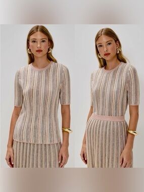 Zimmermann Multicolor Pastel Stripe Knit Top Size AU 0P